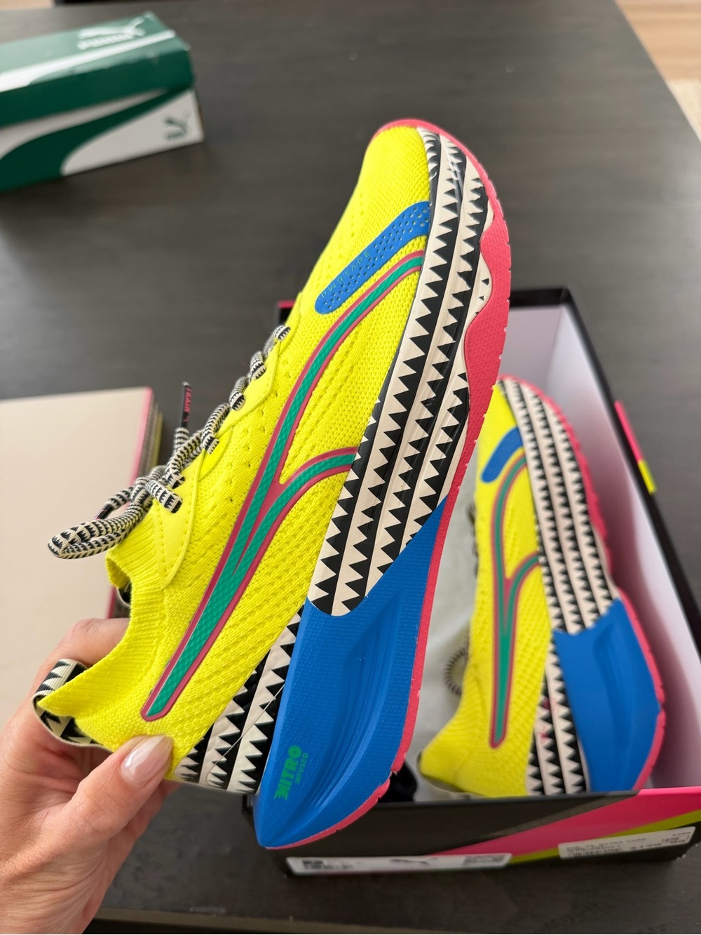 Puma Yellow Blue Pink Green Running Shoes
